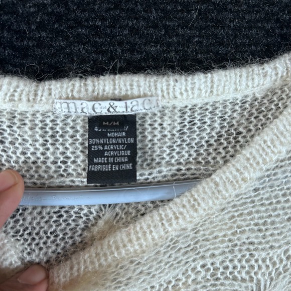 mac & jac Mohair Blend Cable Knit 1/4 Sleeve Sweater Cream Women's Size M - Picture 4 of 8